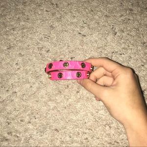 Tory Burch hot pink& gold snake skin wrap bracelet